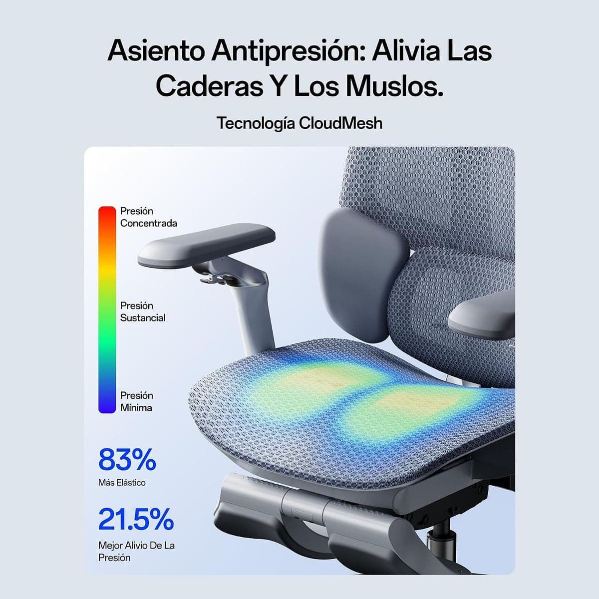 Mapa de presión del asiento CloudMesh, versión gris